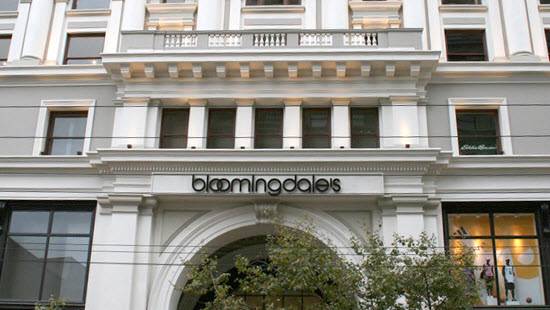 Exterior Street View of Bloomingdale’s Store with Adidas-Donned Mannequins in Window-Front